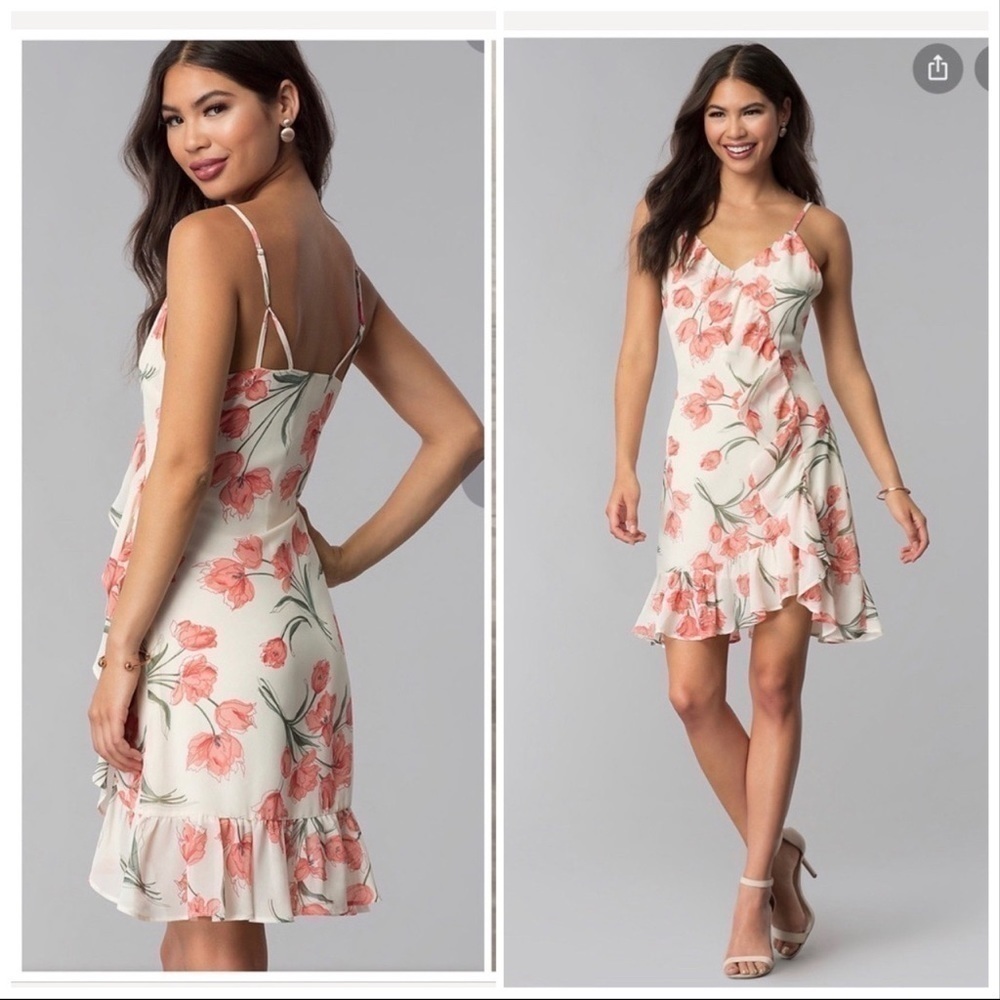Storia floral dress with side ruffles size
